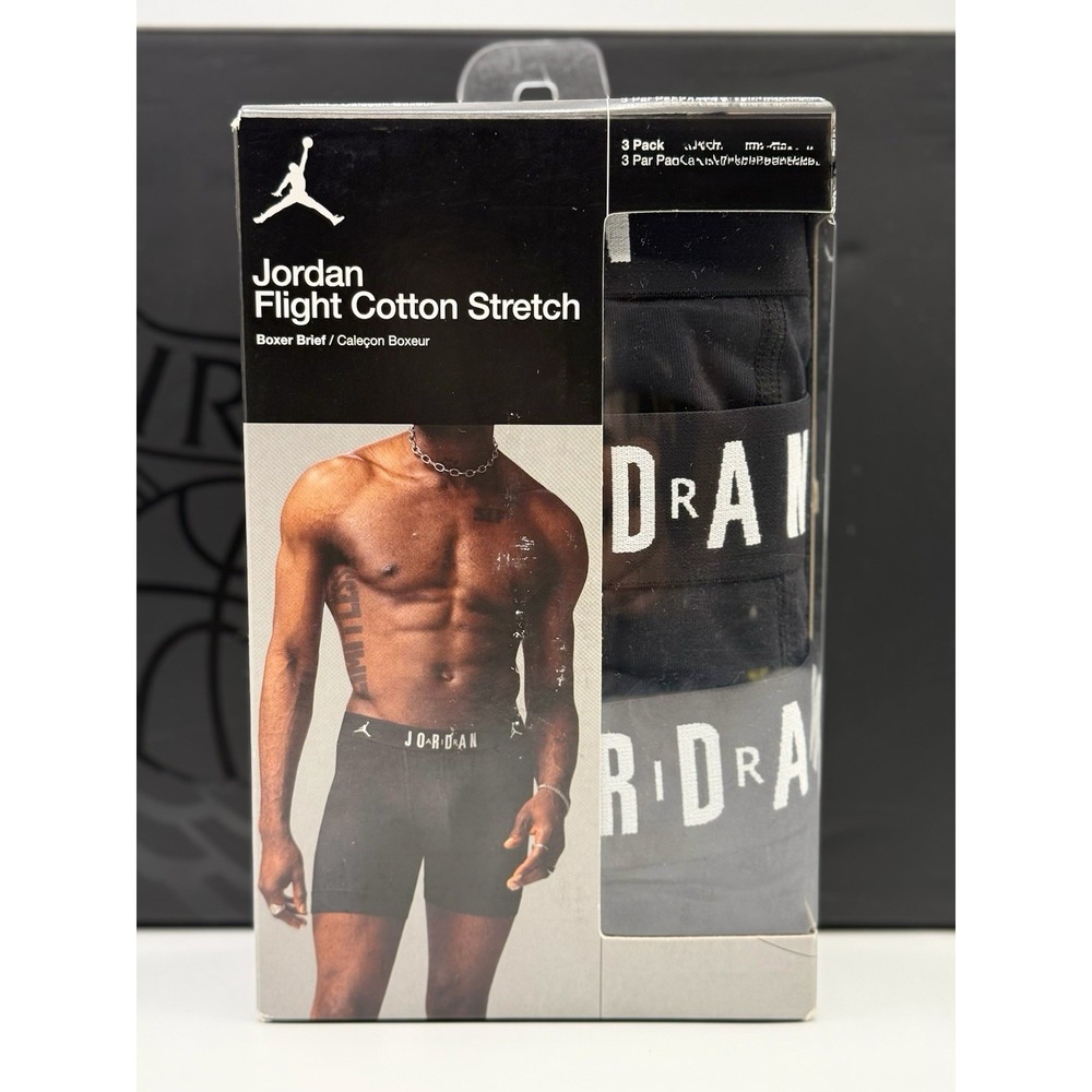 Jordan Flight Cotton Stretch Boxer Briefs 3-Pack Black Mens JM0623-023 XL